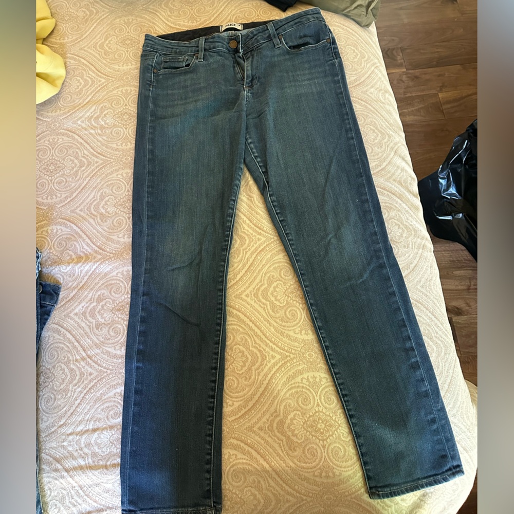 PAIGE Women's Straight-Leg Jeans in Dark Blue Wash